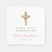 モダンフローラクロスガール第一聖餐式 スタンダードカクテルナプキン (正面)