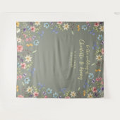 モダンフローラグ結婚リーンの背景 タペストリー (正面(横))