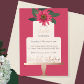 モダンフローラケーキブライダルシャワー金ゴールド 箔招待状