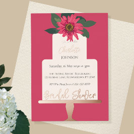 モダンフローラケーキブライダルシャワー金ゴールド 箔招待状