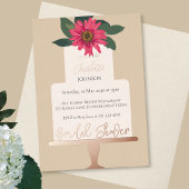 モダンフローラケーキブライダルシャワー金ゴールド 箔招待状