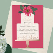 モダンフローラケーキブライダルシャワー金ゴールド 箔招待状