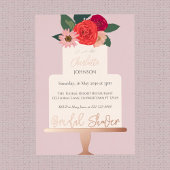 モダンフローラケーキブライダルシャワー金ゴールド 箔招待状