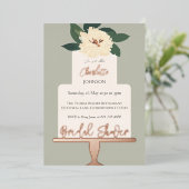 モダンフローラケーキブライダルシャワー金ゴールド 箔招待状 (立ち正面)