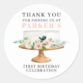 モダンフローラケーキ誕生日 ラウンドシール (正面)