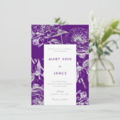 モダンフローラシンプルのシルバーパープル 招待状 (スタンド正面)