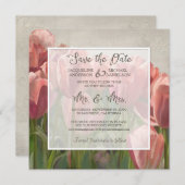 モダンフローラシンプルピエレガントックチューリップ婚約 招待状 (正面/裏面)