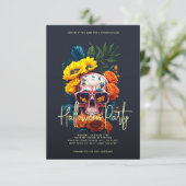 モダンフローラスカルハローウィンパーティ 招待状 (スタンド正面)