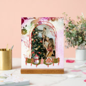 モダンフローラスタイリッシュクリスマス家族の写真 アクリルサイン (ウェディング)