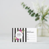 モダンフローラストライプのリースアポイントメント 予約カード (スタンド正面)
