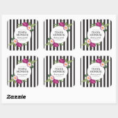 モダンフローラストライプのリース スクエアシール (シート)