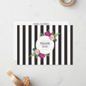 モダンフローラストライプのリース ノートカード (正面/裏面インサイチュ)