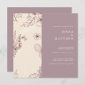 モダンフローラス結婚ア 招待状 (正面/裏面)