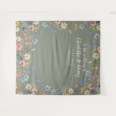 モダンフローラス結婚ゲの写真の背景 タペストリー (正面(横))