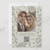 モダンフローラソフト灰色結婚式招待状QRコード 招待状 (裏面)