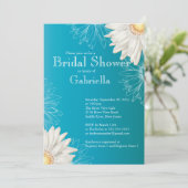 モダンフローラターコイズデイジーブライダルシャワー 招待状 (スタンド正面)
