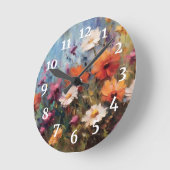 モダンフローラテーマ ラウンド壁時計 (傾斜)