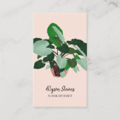 モダンフローラデザイナープラントピンクロロゴqrコード 名刺 (正面)