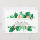 モダンフローラトロピカルパーム葉ブライダルシャワー 招待状 (正面)