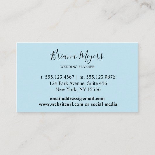 モダンフローラネイビーブルーイエロービジネス 名刺 (裏面)