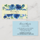 モダンフローラネイビーブルーイエロービジネス 名刺 (正面/裏面)