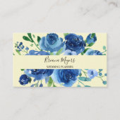 モダンフローラネイビーブルーイエロービジネス 名刺 (正面)