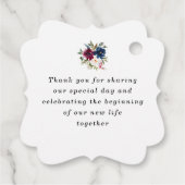 モダンフローラネイビー青ブルゴーニュ結婚ーありがとう フェイバータグ (裏面)