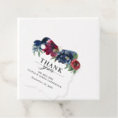 モダンフローラネイビー青ブルゴーニュ結婚ーありがとう フェイバータグ (インサイチュ)