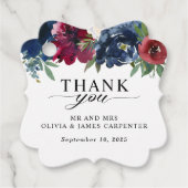 モダンフローラネイビー青ブルゴーニュ結婚ーありがとう フェイバータグ (正面)