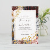 モダンフローラネイビ伝統的ーのフレ結婚ーム 招待状 (スタンド正面)