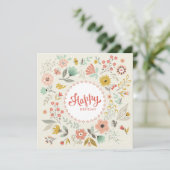 モダンフローラハッピーバースデーカード カード (スタンド正面)