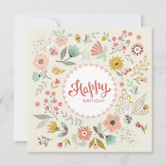 モダンフローラハッピーバースデーカード カード (正面)