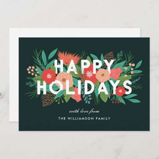 モダンフローラハッピーホリデーズファミリーネーム シーズンカード (正面/裏面)