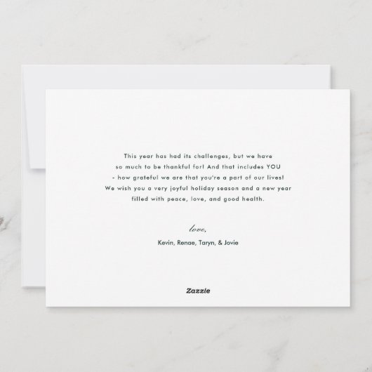 モダンフローラハッピーホリデーズファミリーネーム シーズンカード (裏面)