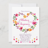 モダンフローラハート結婚式招待状 招待状 (正面)