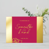 モダンフローラバラレッド結婚フォイル招待状 箔招待状 (立ち正面)