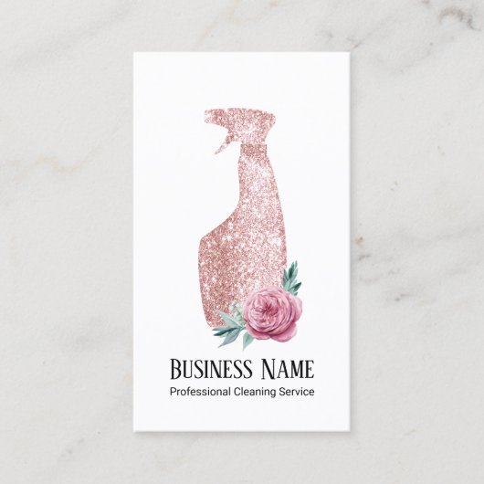 モダンフローラバラ金ゴールドスプレーボトル洗浄 名刺 (正面)
