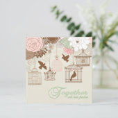 モダンフローラバードケ結婚ージ 招待状 (スタンド正面)