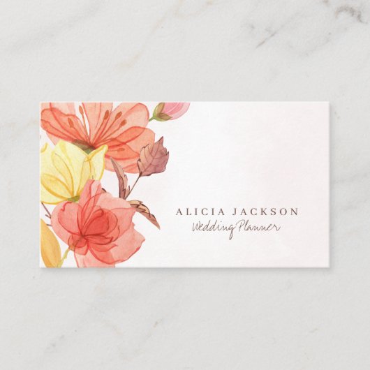 モダンフローラパステル水彩ウェディングプランナー 名刺 (正面)