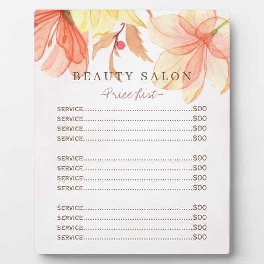 モダンフローラパステル水彩サロン価格表 フォトプラーク (正面)