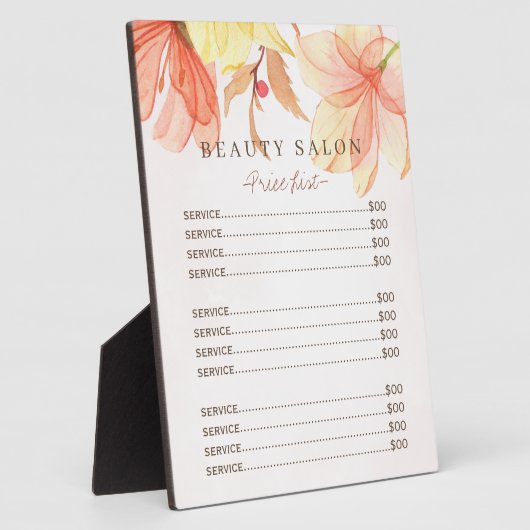 モダンフローラパステル水彩サロン価格表 フォトプラーク (側面)