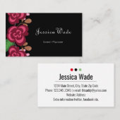 モダンフローラパーソナライズされたレッドローズブラック 名刺 (正面/裏面)