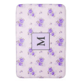 モダンフローラパープルバラ バスマット (正面縦)