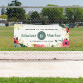 モダンフローラピンクティール（緑がかった色）ラージ結婚ズバナー 横断幕 (インサイチュ)