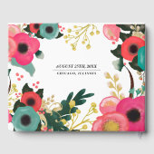 モダンフローラピンクティール(緑がかった色)結婚ズゲストブックス ゲストブック (裏面)