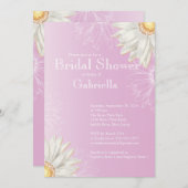 モダンフローラピンクデイジーブライダルシャワー 招待状 (正面/裏面)