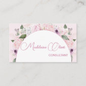 モダンフローラピンク白エレガントQRフェミニンコード 名刺 (正面)