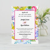 モダンフローラピンク結婚式招待状 招待状 (スタンド正面)