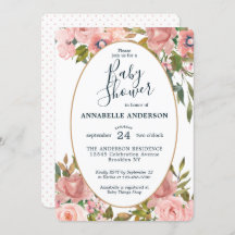 モダンフローラピンク赤面金ゴールドガーデンベイビーシャワー