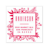 モダンフローラフレームファミリ名差出人住所 セルフインキングスタンプ (デザイン)